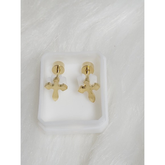 2 Pieces Infinity and Cross Earrings Studs Stainless Steel 02037 - Picture 7 of 7